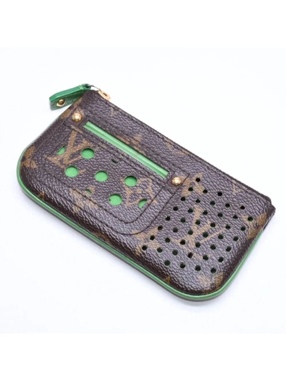 Louis Vuitton Perfo Pochette Cles Coin Purse Monogram Brown Green